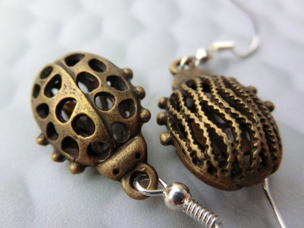 Marienkäfer Ohrringe Vintage bronzefarben